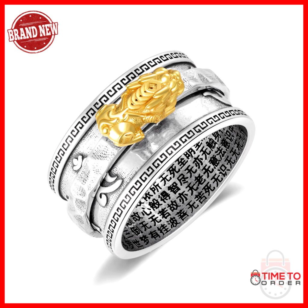 Sterling Silver Pixiu Spinner Ring Size 9 Feng Shui Wealth Luck Amulet